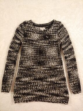 Charming Charlie Black and White Marled Crewneck Sweater